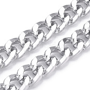 Aluminum Curb Chains, Diamond Cut Cuban Link Chains, Unwelded, Silver, 19x14x4mm(CHA-N003-23S)