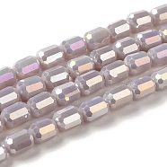 Electroplate Glass Beads Strands, Faceted, AB Color, Column, Thistle, 4x6mm, Hole: 1mm, about 80pcs/strand, 18.11''(46cm)(EGLA-D031-01C)