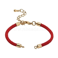 Nylon Bracelet Making, with Brass Findings, Red, 6 inch~6-1/4 inch(15~16cm), 3mm, Hole: 2mm(MAK-CJ0001-05)