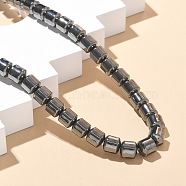 Column Synthetic Non-Magnetic Hematite Beaded Necklaces, with Alloy Magnetic Clasps, Gray, 19.92 inch(50.6cm), beads: 8mm in diameter, 8mm thick(NJEW-R020-08)