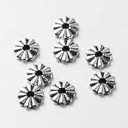 Tibetan Style Alloy Flower Spacer Beads, Antique Silver, 8x2mm, Hole: 2mm(X-TIBEB-O004-28)