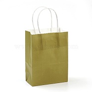 Pure Color Kraft Paper Bags, Gift Bags, Shopping Bags, with Paper Twine Handles, Rectangle, Olive, 27x21x11cm(AJEW-G020-C-06)