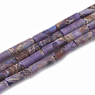 Natural Imperial Jasper Beads Strands, Dyed, Column, Blue Violet, 12~13x4~4.5mm, Hole: 1~1.2mm, about 30pcs/strand, 15.9 inch(G-S322-002B)