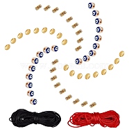SUNNYCLUE DIY Evil Eye Bracelets Making Kits, include Iron Grade B Rhinestone & Brass Spacer Beads, Alloy Enamel Beads and Nylon Thread, Golden, Nylon Thread: 1mm, 2 colors, 10m/color, 20m/set(DIY-SC0012-41)