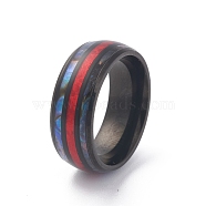 Ion Plating(IP) 304 Stainless Steel Paua Shell Cuff Ring for Women, Opal Wide Band Open Rings, Red, 8mm, Inner Diameter: US Size 7 1/4(17.5mm)(RJEW-M014-01B-F)
