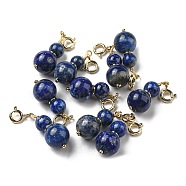 Natural Lapis Lazuli Calabash Pendant Decorations, Fruit Ornaments with Brass Spring Ring Clasps, Real 14K Gold Plated, 30mm, Pendant: 22x10mm, Hole: 3mm(G-R489-11G)