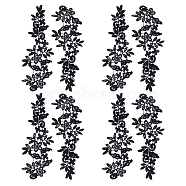 Polyester Embroidery Lace Applique Patch, Sewing Craft Decoration, Flower, Black, 90x250x1.5mm(PATC-WH0005-20G)
