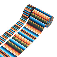 2 Rolls 2 Styles Stripe Pattern Printed Polyester Grosgrain Ribbon, for DIY Bowknot Accessories, Colorful, 1roll/style(OCOR-TA0001-37C)