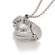 Heart Expanding Photo Locket Pendant Necklace for Women Men, 4 Family Photo Locket Alloy Necklace, Platinum, 24.21 inch(61.5cm)(NJEW-SZ0001-40B)