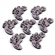 2-Hole Cellulose Acetate(Resin) Buttons, Baby Foot with Word Pattern, Rosy Brown, 29.5x24x2.5mm, Hole: 2mm(BUTT-S026-026)