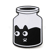 Liquid Cat Enamel Pins, Black Alloy Badge for Backpack Clothes, Bottle, 28x19.5x1.4mm(JEWB-G028-02A)