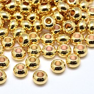 Brass Flat Round Spacer Beads, Golden, 6x4mm, Hole: 2mm(X-KK-M085-18G-NR)