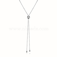 Fashionable S925 Silver Round Bead Lariat Necklace, Stretchable & Layerable Versatile Collarbone Chain for Women(XX9369-2)