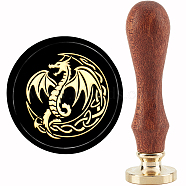 Brass Wax Seal Stamp with Handle, for DIY Scrapbooking, Dragon Pattern, 3.5x1.18 inch(8.9x3cm)(AJEW-WH0184-0538)