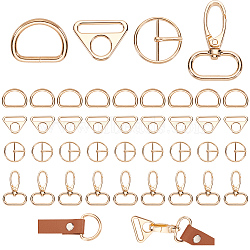 WADORN Buckles For Strapping Bags, Iron D Rings, Alloy Swivel Clips & Center Bar Buckles, Light Gold, 26.5~47x24.5~34x2~13.5mm, Hole: 9~12.5x2.2~23mm, 40Pcs/box(FIND-WR0009-76)