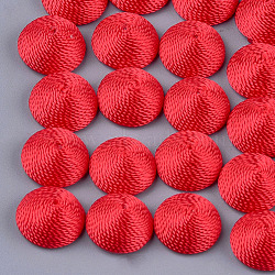 Polyester Thread Fabric Cabochons, Covered with ABS Plastic, Half Round/Dome, Red, 12x6mm(WOVE-T008-02A-01)