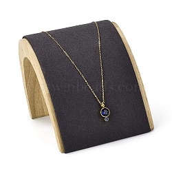 Wood Jewelry Necklace Displays Stands, with Microfibre, for 3Pcs Necklace Show, Black, 21.8x12.6x10.9cm(NDIS-K003-02A)
