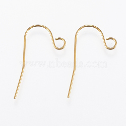 Ion Plating(IP) 304 Stainless Steel Earring Hooks, with Horizontal Loop, Golden, 22x12x0.5mm, Hole: 2.5mm, 24 Gauge, Pin: 0.5mm(X-STAS-E145-08G)