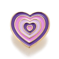 Heart Enamel Pin, Creative Alloy Badge for Backpack Clothes, Golden, Purple, 24x23x1.5mm(JEWB-E014-01G-05)