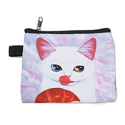 Cute Cat Polyester Zipper Wallets, Rectangle Coin Purses, Change Purse for Women & Girls, Colorful, 11x13.5cm(ANIM-PW0002-28O)