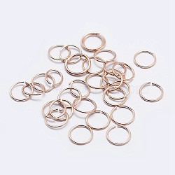 925 Sterling Silver Open Jump Rings, Round Rings, Rose Gold, 6x0.5mm, Inner Diameter: 5mm, about 285pcs/10g(STER-F036-02RG-0.5x6mm)