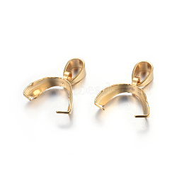 201 Stainless Steel Pendant Pinch Bails, Golden, 12.5x13.5x5mm, Hole: 5x3.5mm, Pin: 0.5mm(X-STAS-P223-16G)