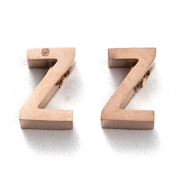 Ion Plating(IP) 304 Stainless Steel Charms, Alphabet, Rose Gold, Letter.Z, 8x5x3mm, Hole: 1.8mm