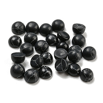 Synthetic Black Turquoise Cabochons, Half Round, 4x2~2.5mm