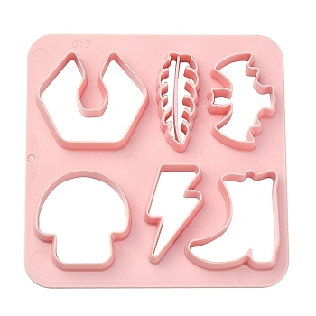 ABS Plastic Cookie Cutters, Mushroom/Leaf/Bat, Pink, 100x100mm