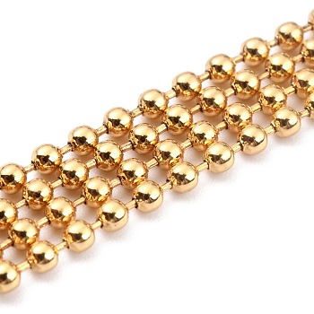Handmade Brass Ball Chains, Soldered, with Spool, Gold, 3mm, 32.8 Feet(10m)/roll