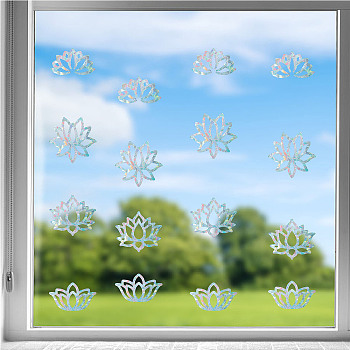 16 Sheets 4 Styles Waterproof PVC Colored Laser Stained Window Film Static Stickers, Electrostatic Window Decals, Lotus Pattern, 350x840mm, 4 sheets/style