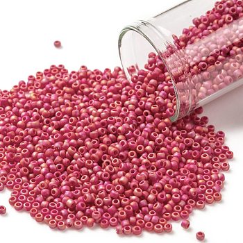 TOHO Round Seed Beads, Japanese Seed Beads, (405F) Opaque ABFrost Cherry, 11/0, 2.2mm, Hole: 0.8mm, about 5555pcs/50g