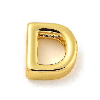Brass Pendants, Real 18K Gold Plated, Letter D, 8x7.5x3mm, Hole: 1.2mm