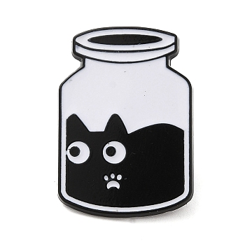 Liquid Cat Enamel Pins, Black Alloy Badge for Backpack Clothes, Bottle, 28x19.5x1.4mm