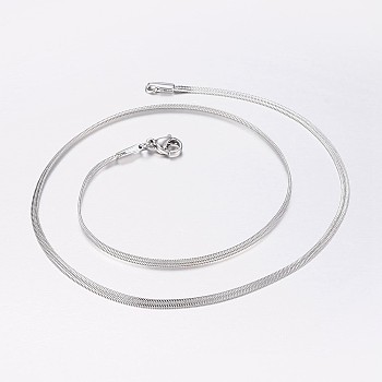 304 Stainless Steel Snake Chain Necklaces, with Lobster Claw Clasps, Stainless Steel Color, 17.3 inch(44cm), 2x0.6mm