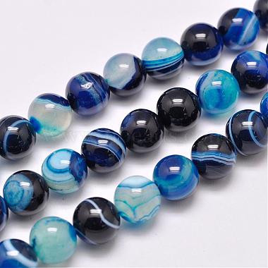 10mm Blue Round Striped Agate Beads