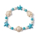 Turtle & Starfish Synthetic Turquoise Beaded Stretch Bracelet(BJEW-JB09968-01)-1