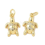 Brass Micro Pave Cubic Zirconia Pendants, Tortoise, Rack Plating, Long-Lasting Plated, Cadmium Free & Lead Free, with Jump Ring, Golden, 16x10x3mm, Hole: 3.5mm(KK-I355-01G-02)