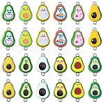 60Pcs 12 Colors Alloy Enamel Connector Charms, Avocado Links, Platinum, Mixed Color, 22x13mm, 5pcs/color(ENAM-CJ0004-39)