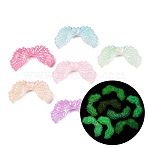 Luminous UV Plating Opaque Acrylic Beads, Iridescent, Wing with Heart, Glow in the Dark, Mixed Color, 21x39x10mm, Hole: 2mm(OACR-Q204-25)