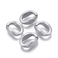 Spray Painted CCB Plastic Linking Rings, Quick Link Connectors, For Jewelry Cable Chains Making, Oval, Silver, 31x21x12.5mm, Inner Diameter: 11x21mm(CCB-R104-13B-03)