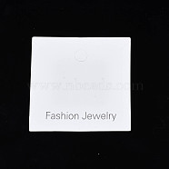 Cardboard Jewelry Display Cards, for Necklaces, Jewelry Hang Tags, Square with Word Fashion Jewelry, White, 8x8x0.04cm(CDIS-N002-018)