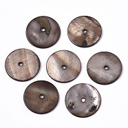 Natural Freshwater Shell Beads, Disc, Coconut Brown, 20x1~2mm, Hole: 2mm(SHEL-N026-60)