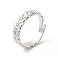 304 Stainless Steel Twist Rope Shape Open Cuff Ring for Women, Stainless Steel Color, Inner Diameter: US Size 7(17.3mm)(RJEW-E063-31P)