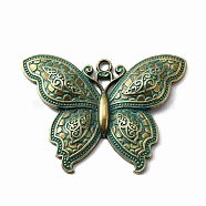 Tibetan Style Alloy Pendants, Butterfly, Antique Bronze & Green Patina, 53x71x6.5mm, Hole: 4mm(FIND-WH0034-40ABG)