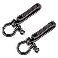 Elite 2Pcs Brass Shackle Clasps with Brass S Hook Clasps, Car Keychain for Men Wallet Chain Accessory, Gunmetal, 65x25x15mm, Hole: 3mm(KK-PH0006-13)