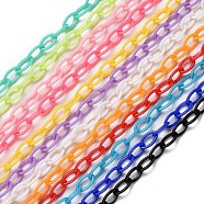 Opaque Acrylic Cable Chains, Mixed Color, 13x7.5x1.5mm, about 1.67 Feet(0.51m)/Strand(CHAC-P001-02)