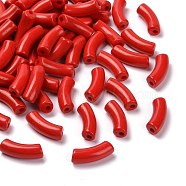 Opaque Acrylic Beads, Curved Tube, Red, 34.5x13x11mm, Hole: 3.5mm, about 155pcs/500g(SACR-S677-021)