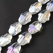 Transparent Electroplate Glass Beads Strands, AB Color Plated, Hamsa Hand, Clear AB, 17.8x13.5x7.5mm, Hole: 1.3mm, about 40pcs/strand, 27.95 inch(71cm)(EGLA-F159-AB02)
