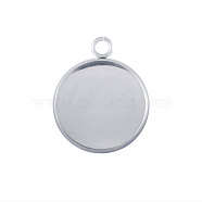 304 Stainless Steel Pendant Cabochon Settings, Plain Edge Bezel Cups, Flat Round, Stainless Steel Color, Tray: 25mm, 32x27x2mm, Hole: 3mm(STAS-Q204-PJ172-25)